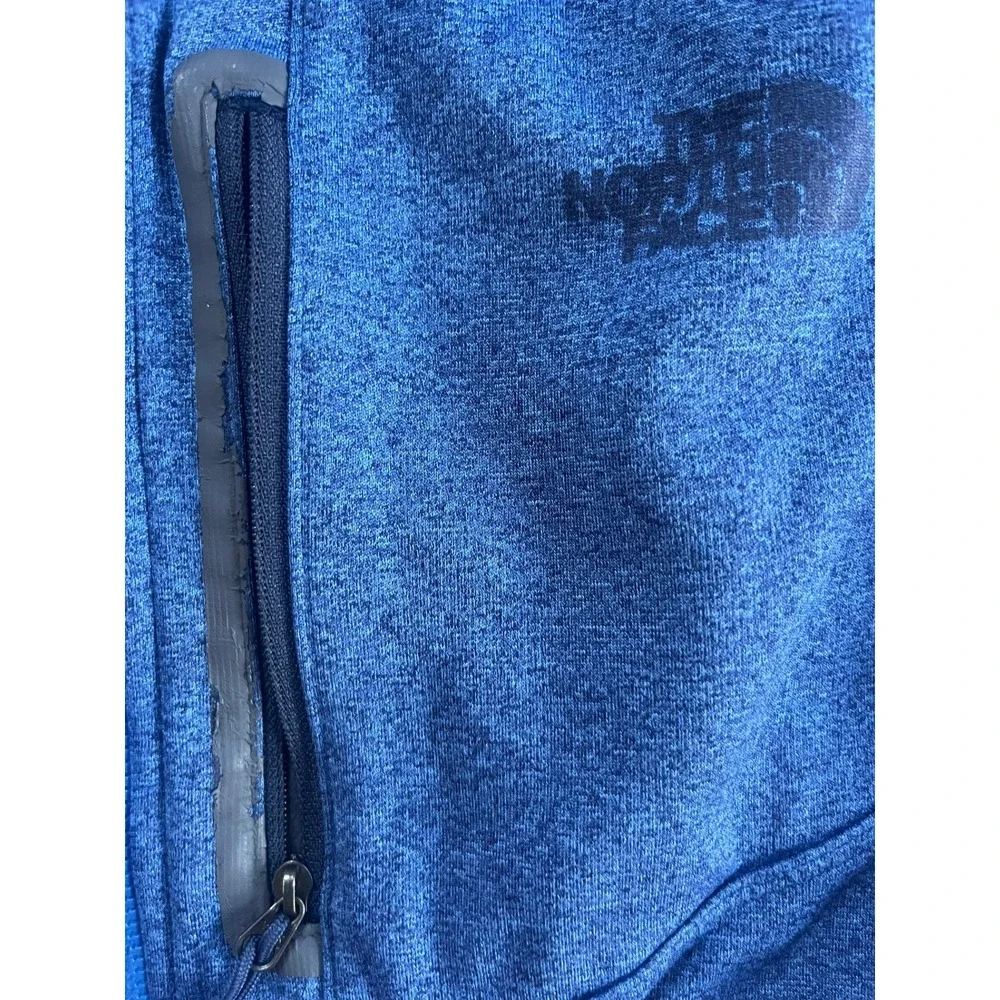 The North Face Mens Blue Heathered Full Zip Fleece Hoodie Jacket Large‎ L